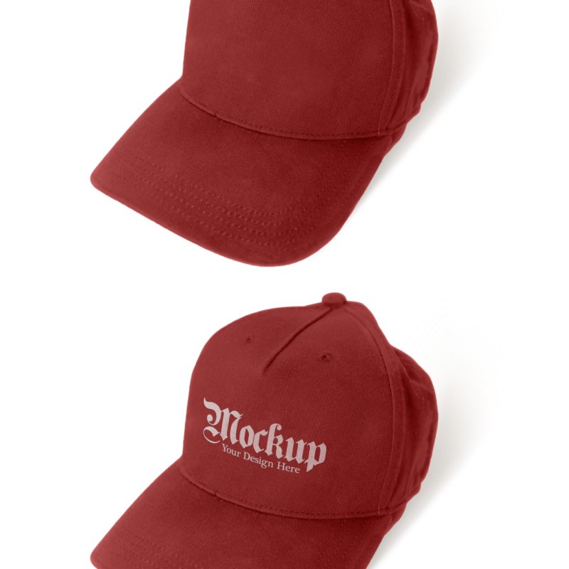 Tabasco Red Hat Mockup on a White Background Desk