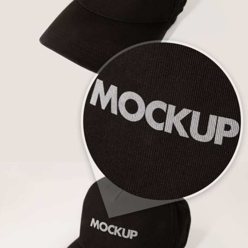 Black Hat Mockup With Photo Realistic Fabric Texture