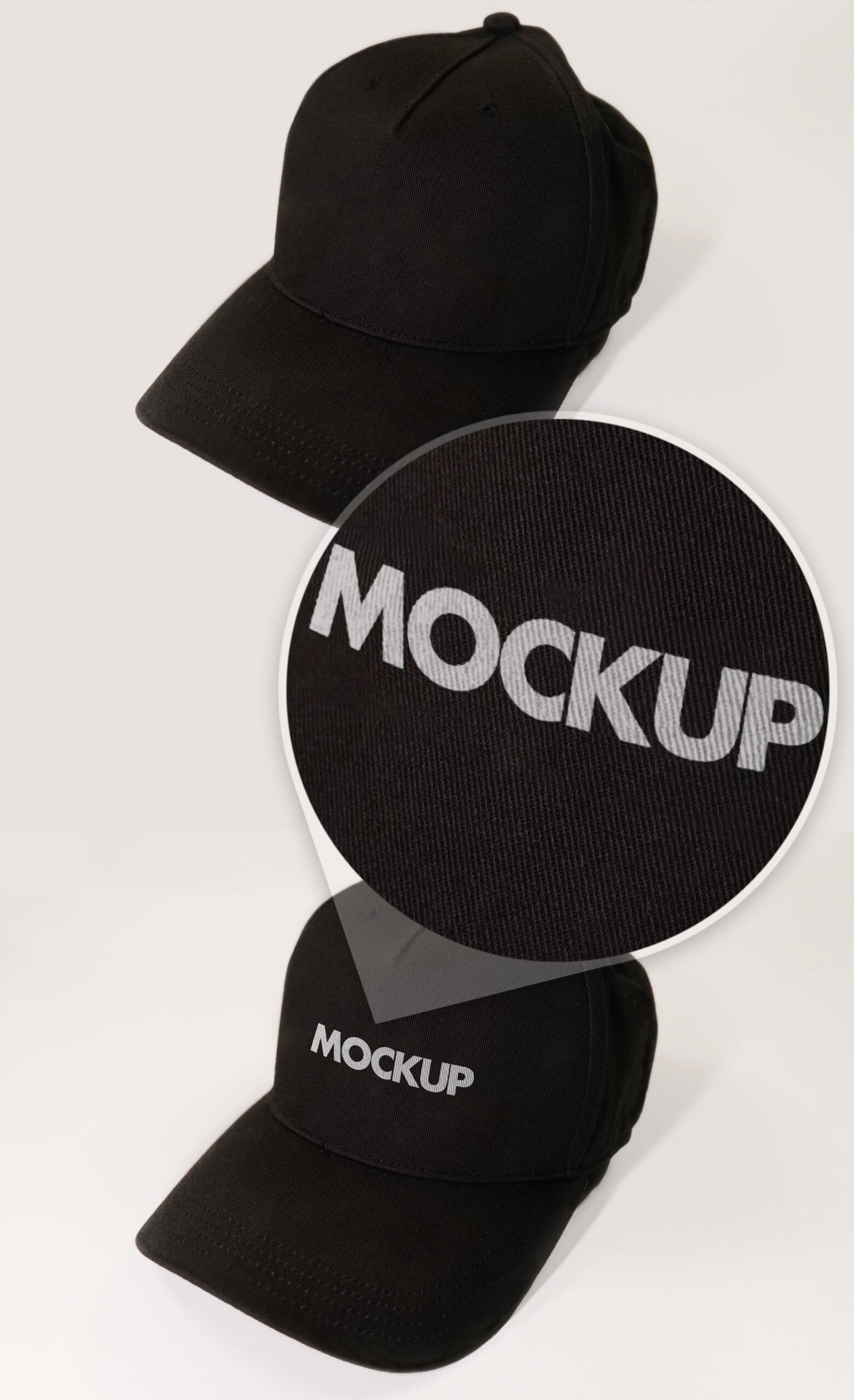 Black Hat Mockup With Photo Realistic Fabric Texture