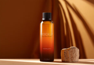 Warm-Orange-Cosmetic-Bottle-Mockup-and-Natural-Rocks