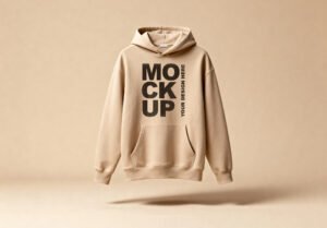 Thumbnail of a Minimal Beige Hoodie Mockup Floating on Neutral Background
