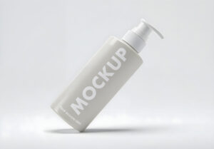 Minimalist Cosmetic Bottle Mockup With Pump Dispenser