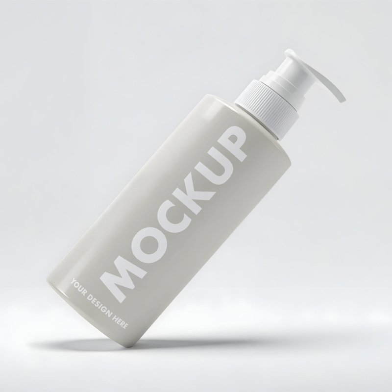 Minimalist Cosmetic Bottle Mockup With Pump Dispenser