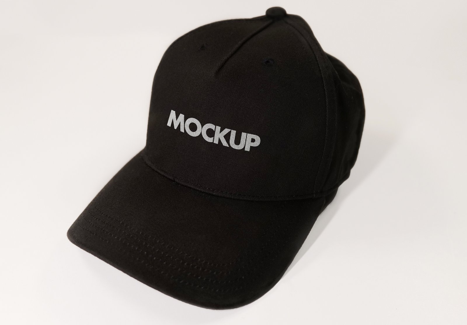 Black Hat Mockup With Photo Realistic Fabric Texture on a Clean White Background