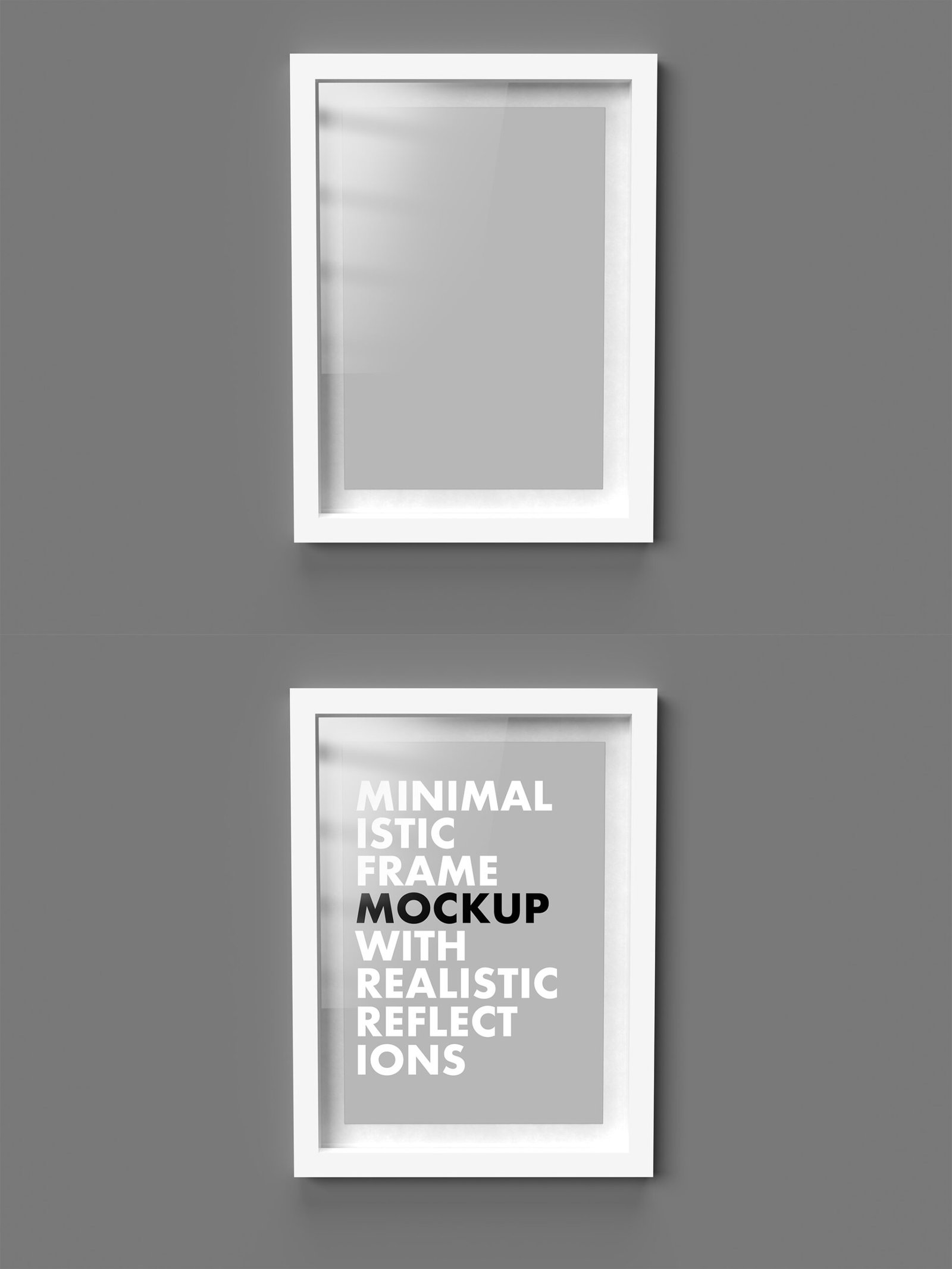 Grey Wall With A Minimalistic Frame Mockup in Front View