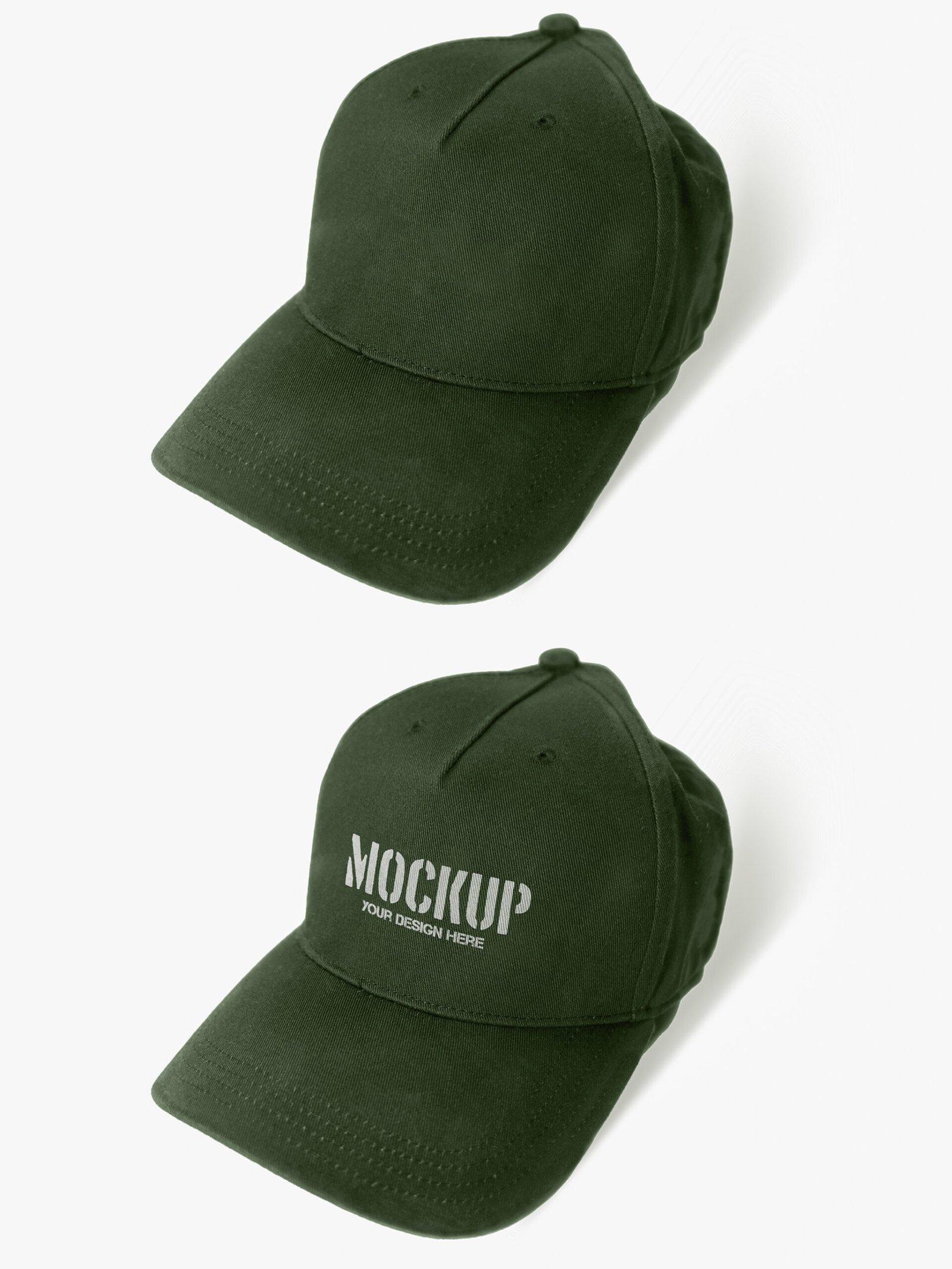 Army Green Hat - Cap Mockup On A White Background Desk