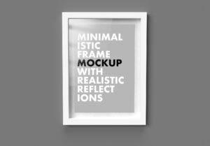 Grey Wall With A Minimalistic Frame Mockup in Front View - Thumbnail