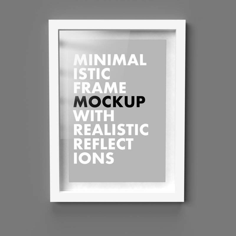 Grey Wall With A Minimalistic Frame Mockup in Front View - Thumbnail