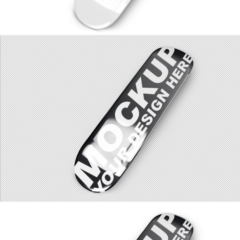 Customizable Minimalistic Skateboard Deck Mockup with Isolated Background - Preview