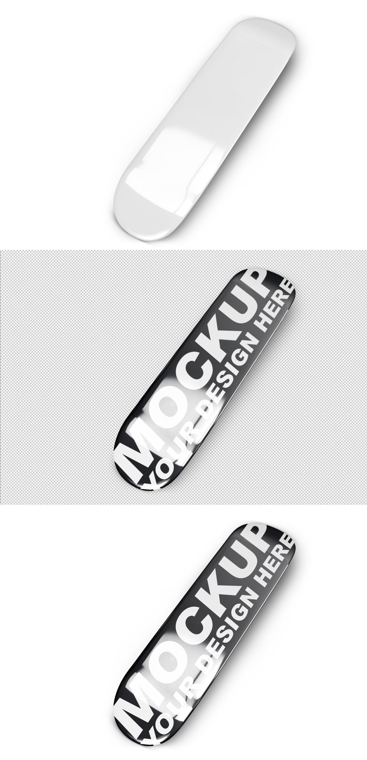 Customizable Minimalistic Skateboard Deck Mockup with Isolated Background - Preview