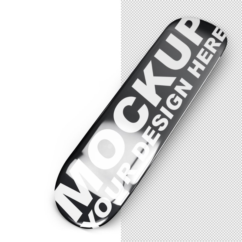 Customizable Minimalistic Skateboard Deck Mockup with Isolated Background - thumbnail