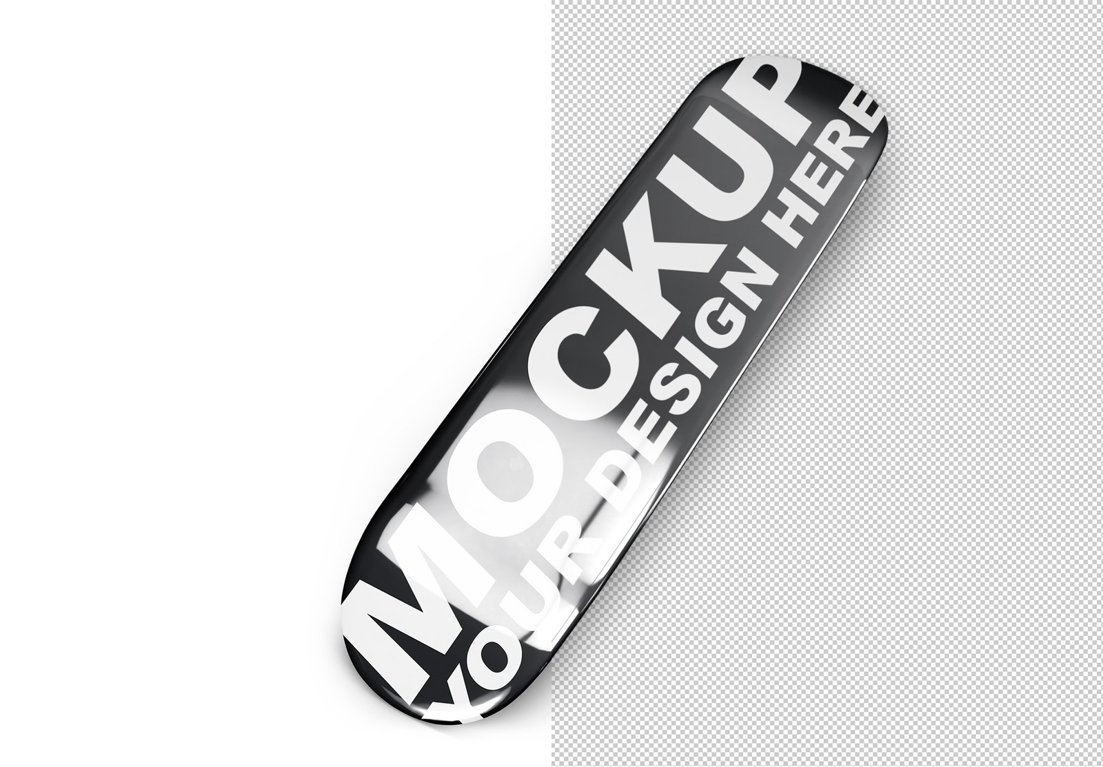 Customizable Minimalistic Skateboard Deck Mockup with Isolated Background - thumbnail