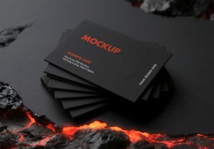 Thumbnail of a Dramatic Fanned Business Card Mockup in Lava Crevice