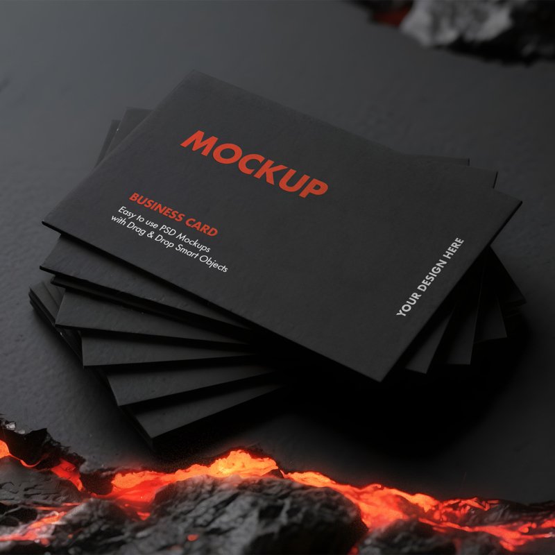 Thumbnail of a Dramatic Fanned Business Card Mockup in Lava Crevice