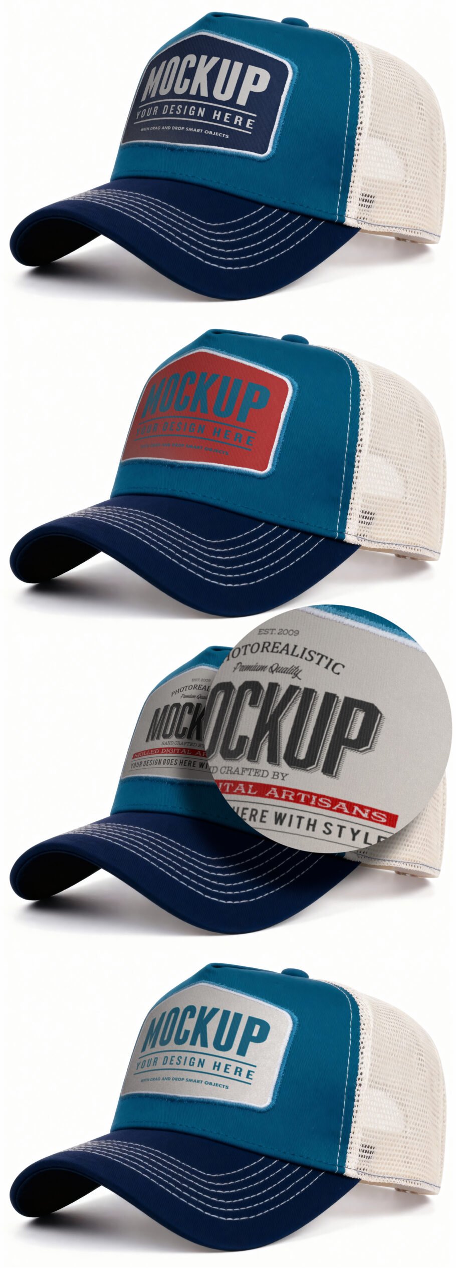 Preview of a Blank Trucker Hat Mockup on White Background – Customizable Mesh Cap Template