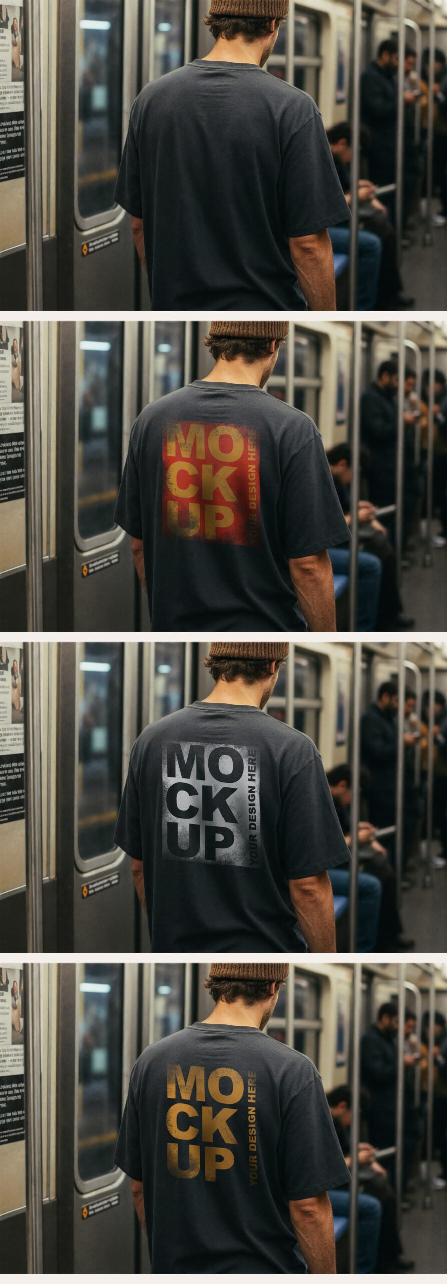 Man in Dark T-shirt Standing in Subway Train Interior - Preview1 Preview of a Man in Dark T-shirt Standing in Subway Train Interior