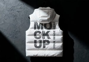 Thumbnail of a White Puffer Vest Back View Mockup