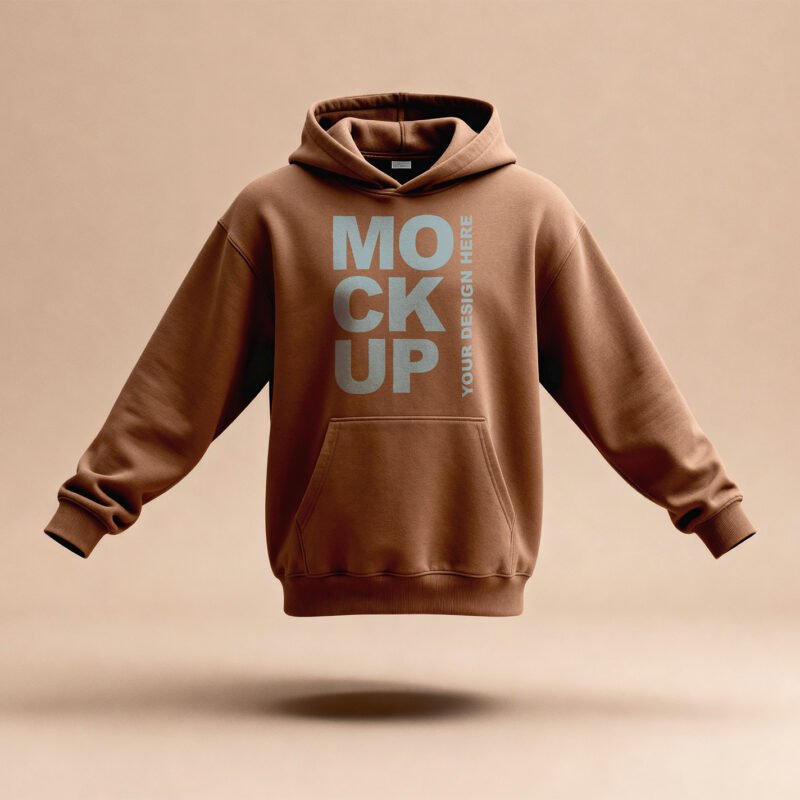 Thunbnail of a Minimalistic Floating Brown Oversized Hoodie Mockup