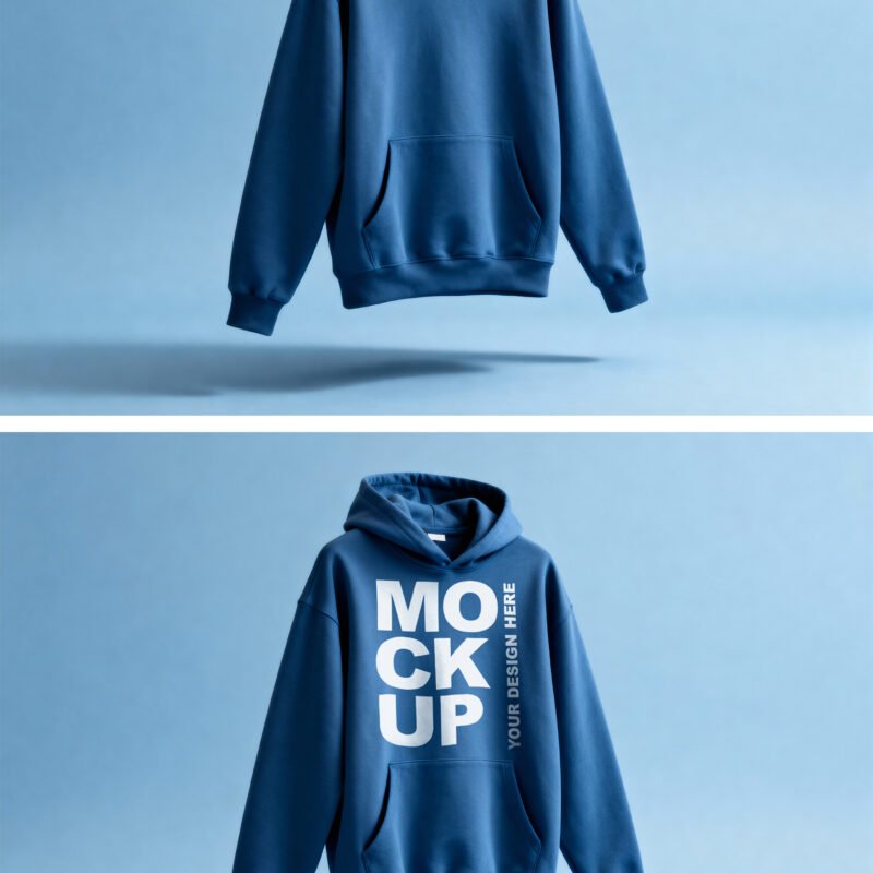 Blue Oversized Floating Hoodie Mockup Front View - Preview1 Preview of a Blue Oversized Floating Hoodie Mockup Front View