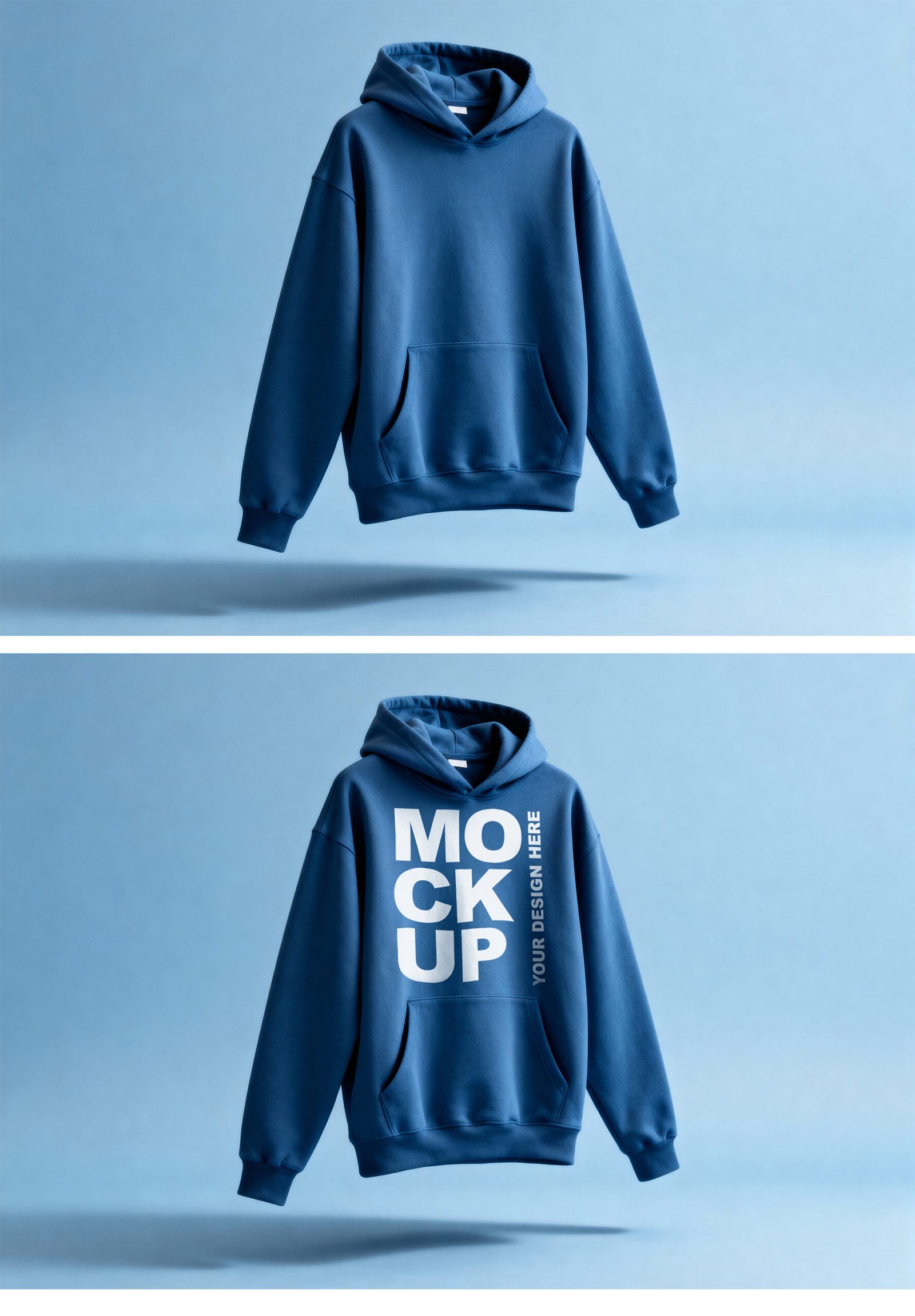 Blue Oversized Floating Hoodie Mockup Front View - Preview1 Preview of a Blue Oversized Floating Hoodie Mockup Front View
