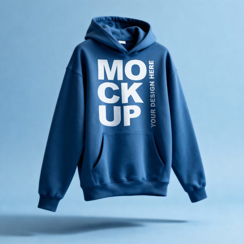 Thumbnail of a Blue Oversized Floating Hoodie Mockup Front View
