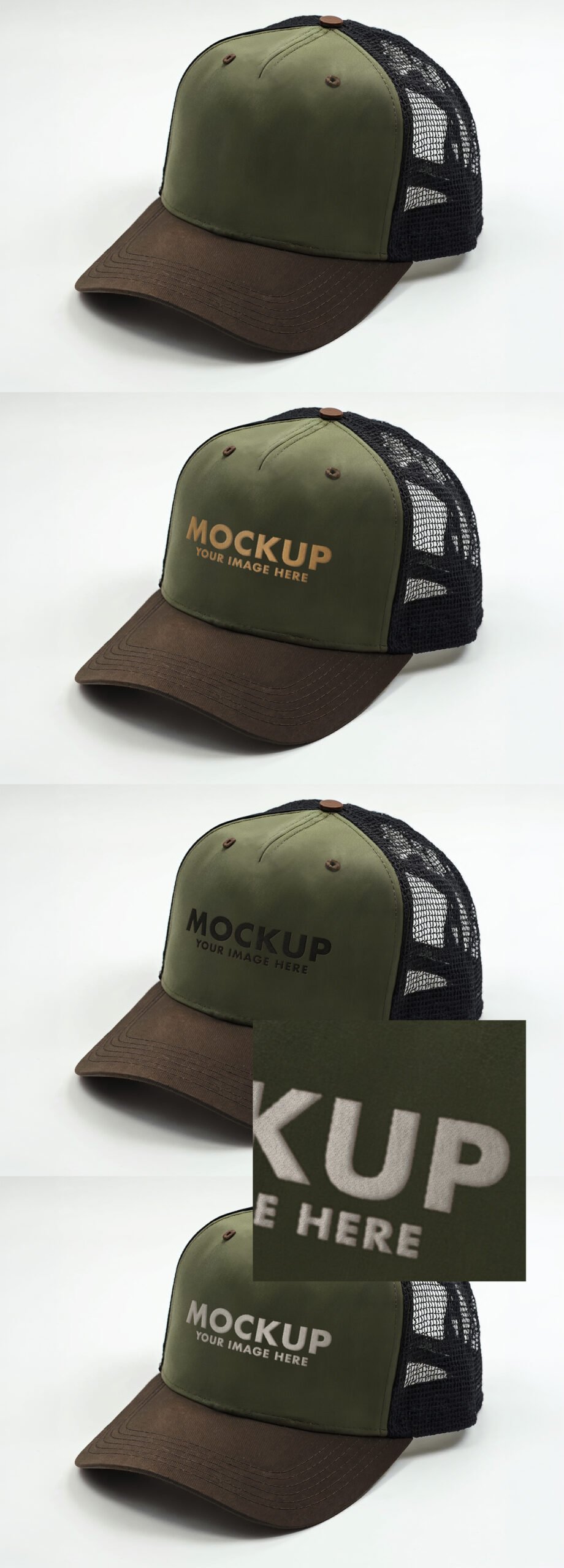 Olive Green Trucker Hat Mockup