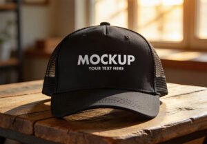 Black Trucker Cap Mockup