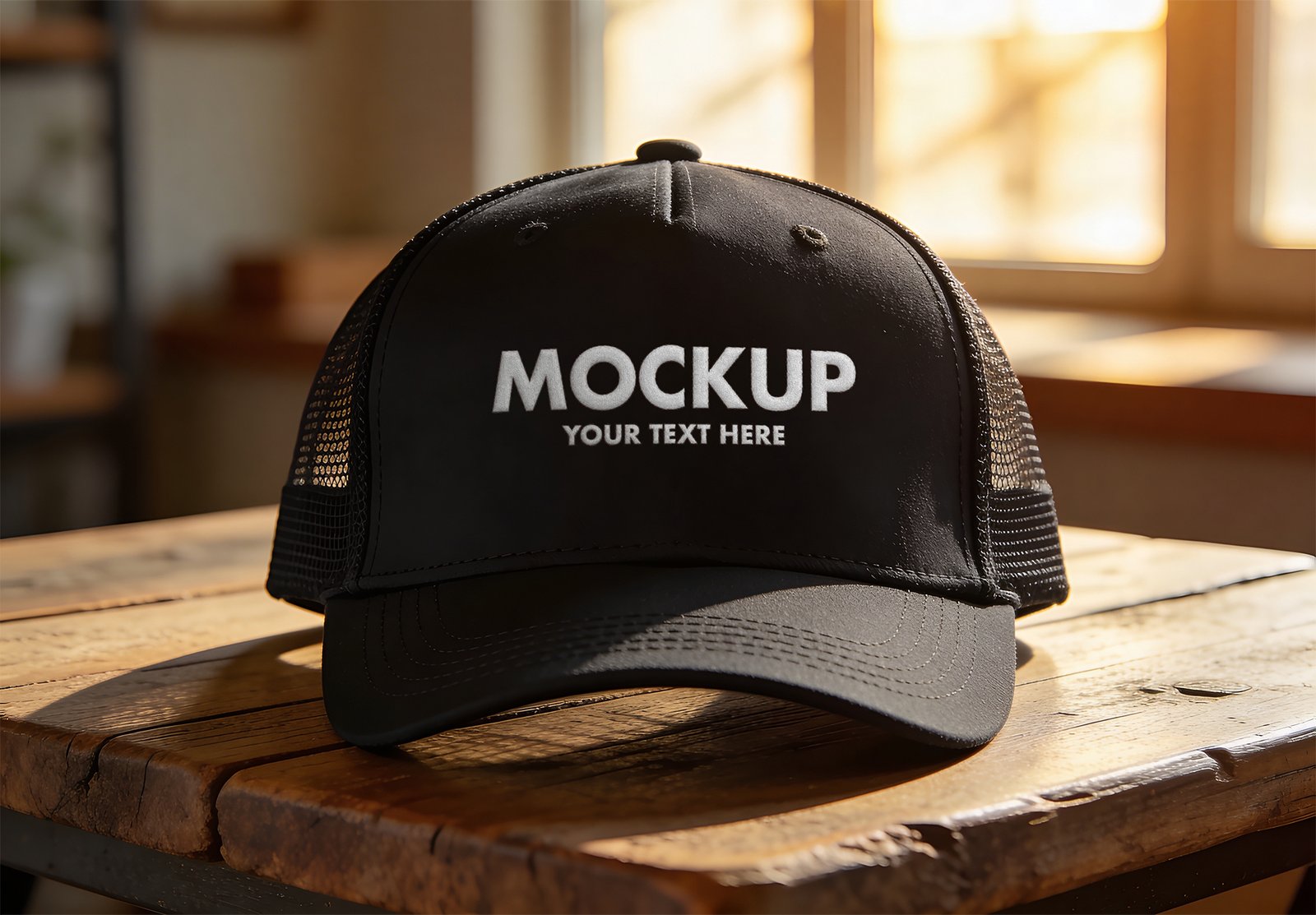 Black Trucker Cap Mockup