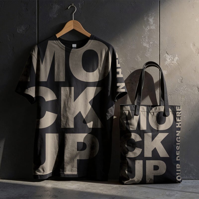 t-shirt and tote bag mockup set - Thumbnail