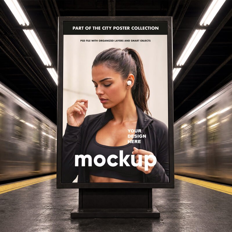 PREV-alt-Vertical Billboard Mockup in Subway Station with Moving Trains Vertical Billboard Mockup in Subway Station with Moving Trains prev