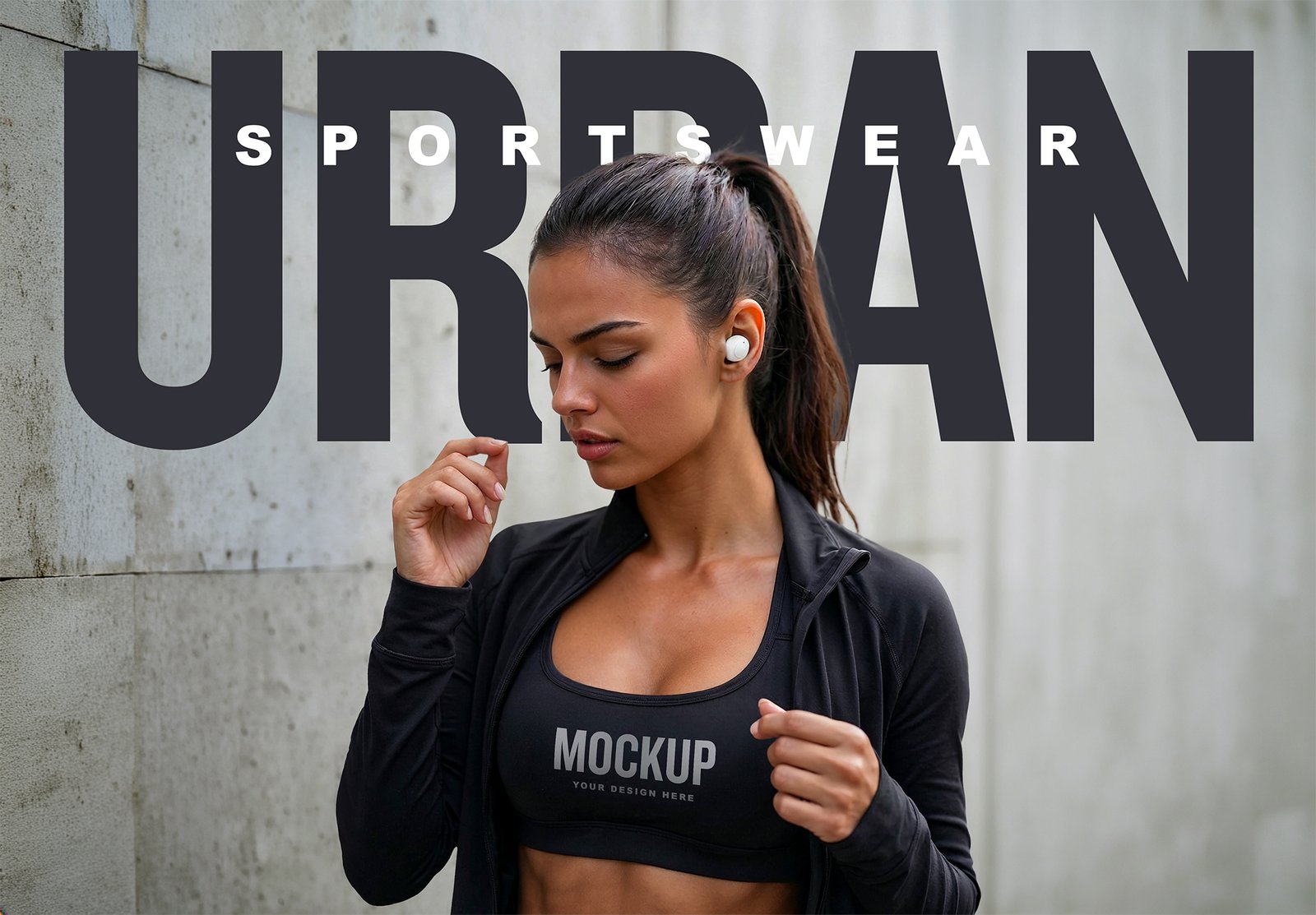 Sports Bra Mockup of Athletic Woman in Urban Setting - thumbnail