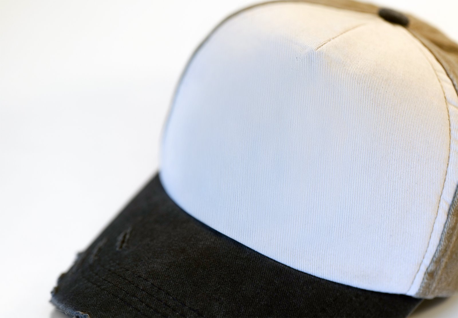 PREV1 Distressed Trucker Hat Mockup Close Up on White Background Distressed Trucker Hat Mockup Close Up on White Background prev