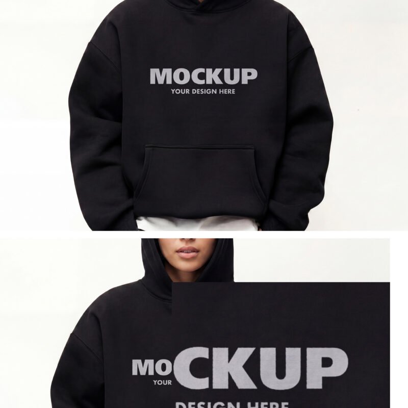 Oversized Hoodie Mockup on Model with Kangaroo Pocket Preview