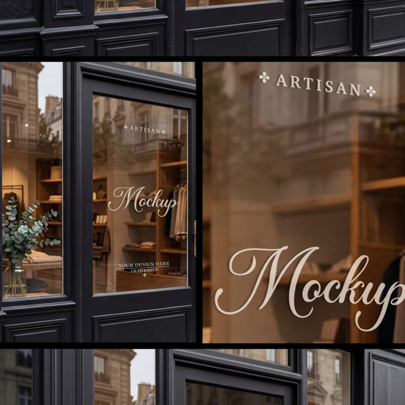 Shop Glass Window Mockup with Storefront Reflection preview