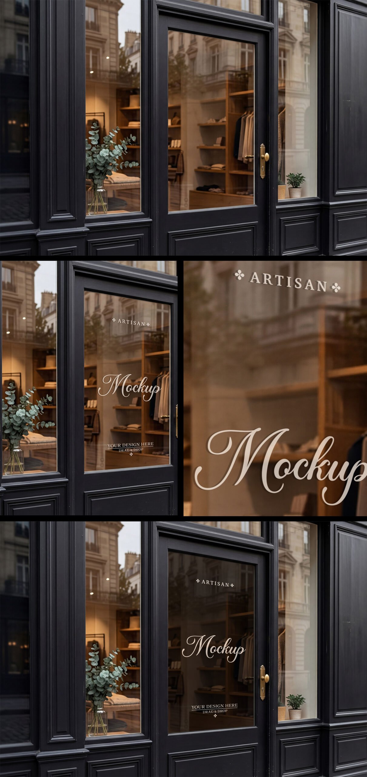 Shop Glass Window Mockup with Storefront Reflection preview