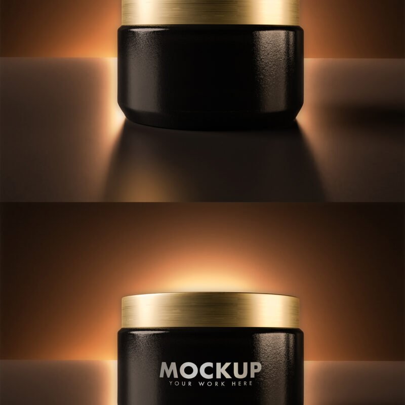 Cosmetic Jar Mockup In A Dark Rising Eclipse Light preview
