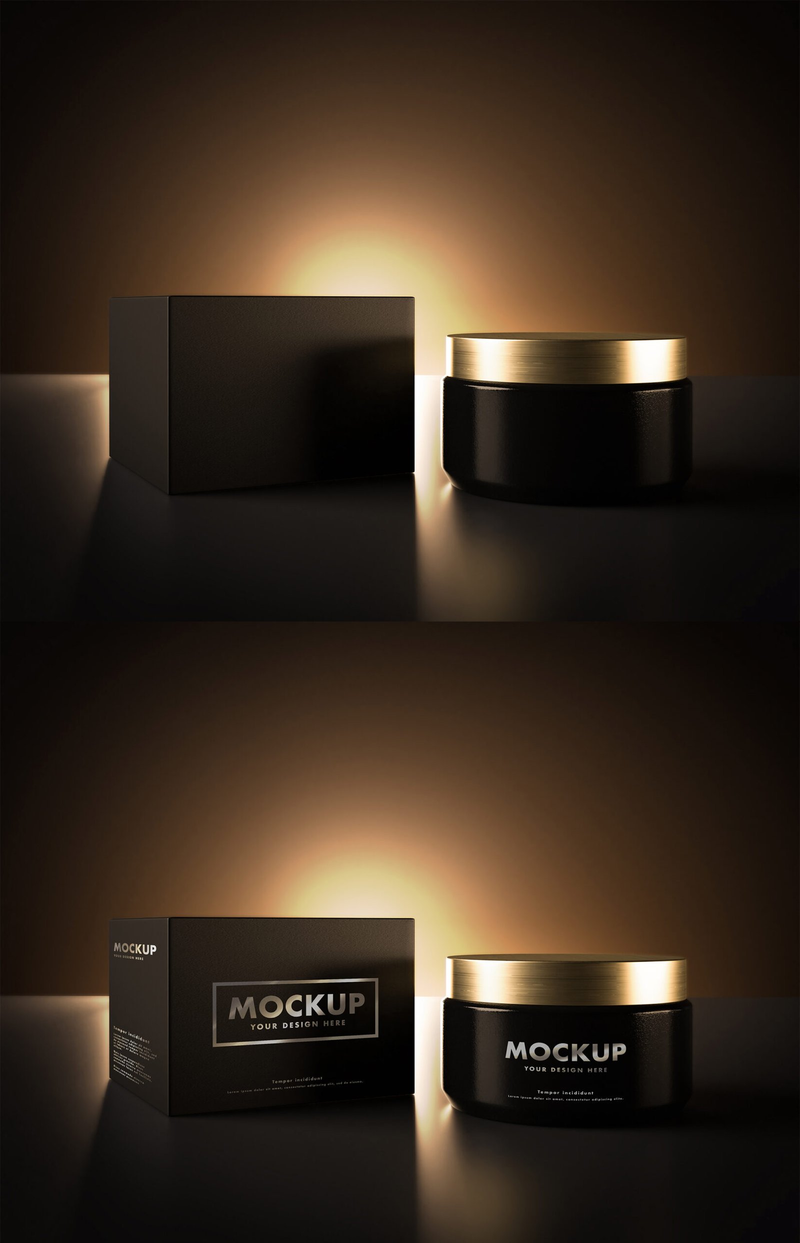 Cosmetic Bottle And The Box Mockup On A Dark Rising Eclipse Light preview1