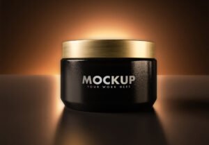 Cosmetic Jar Mockup In A Dark Rising Eclipse Light Thumbnail