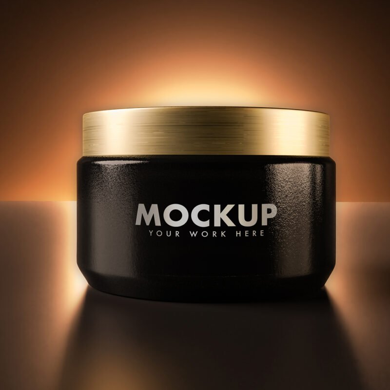 Cosmetic Jar Mockup In A Dark Rising Eclipse Light Thumbnail