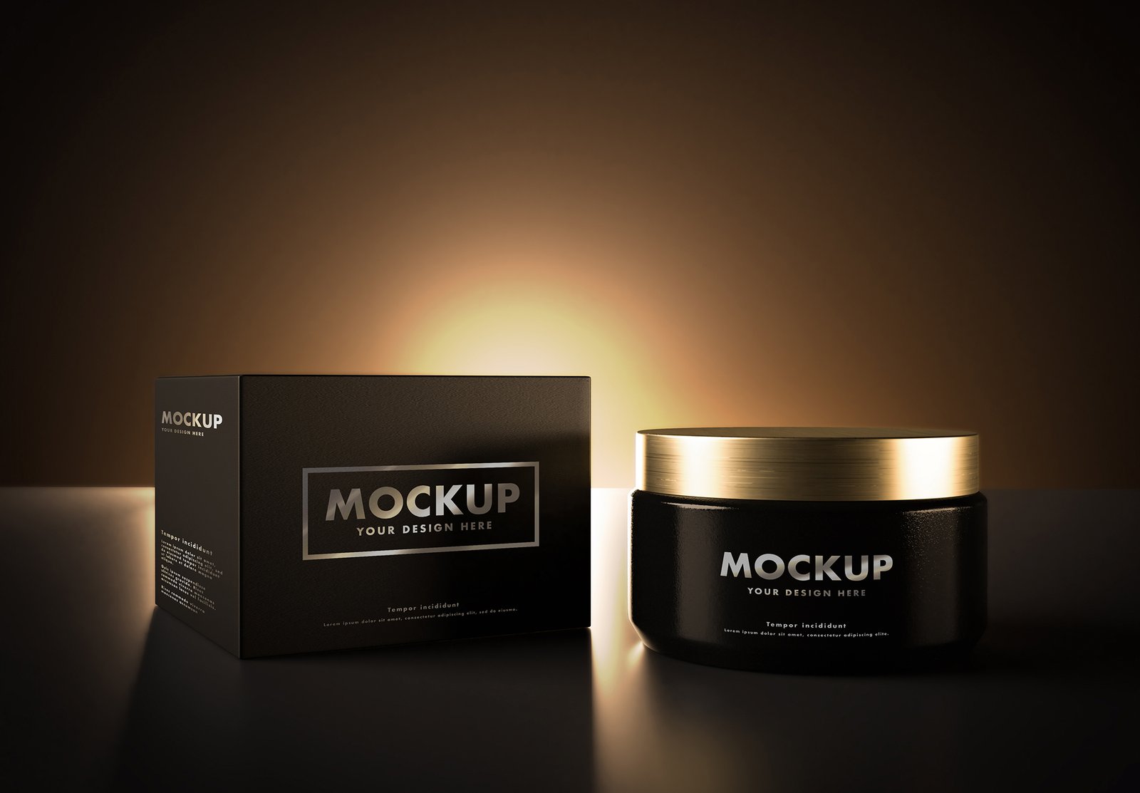 Cosmetic Bottle And The Box Mockup On A Dark Rising Eclipse Light thumbnail