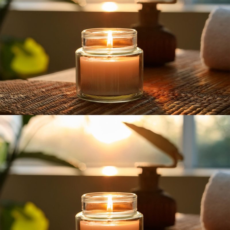 Aromatic Candle Jar Mockup in a Spa in the Sunrise Light