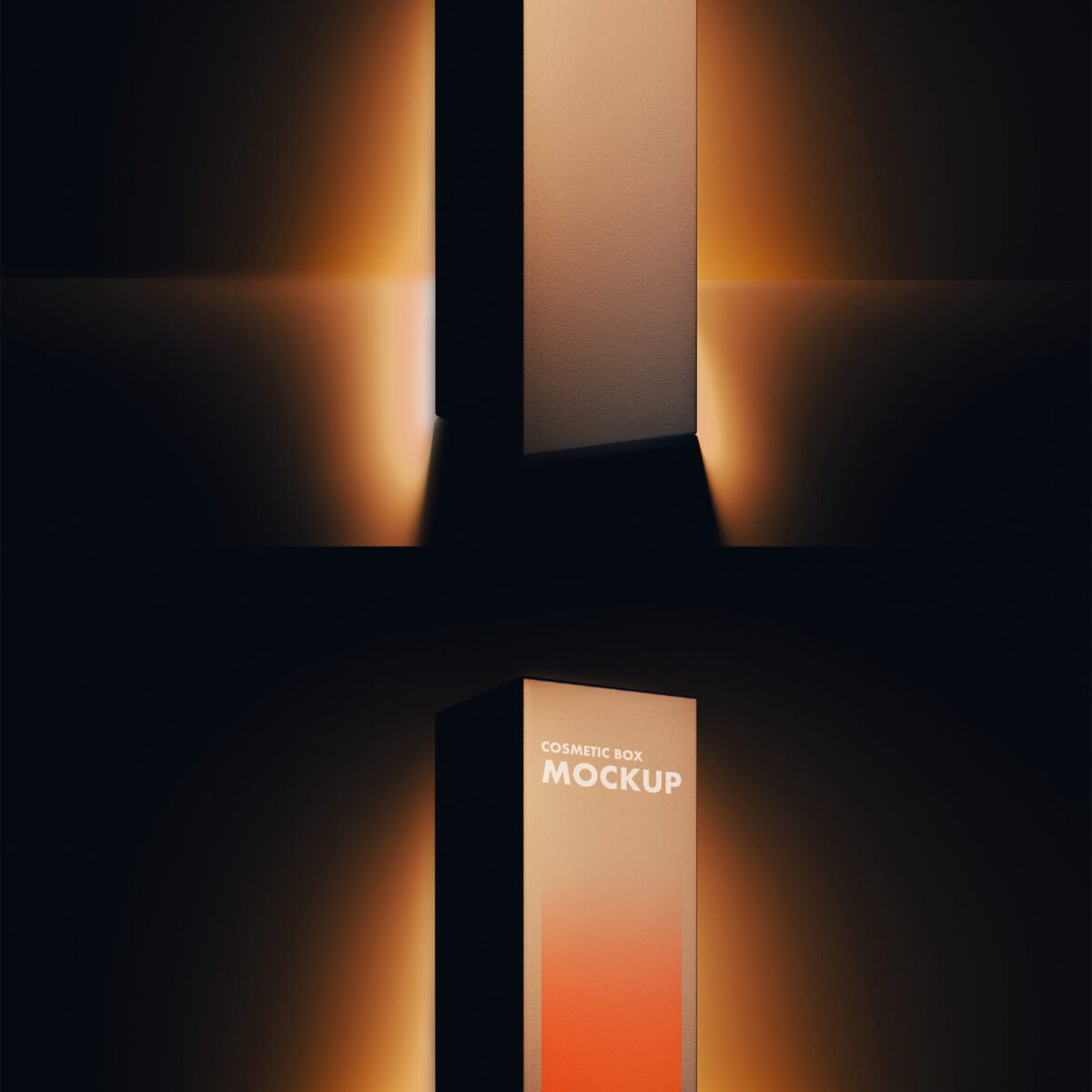 Cosmetic Box Mockup on a Elegant Eclipse Light