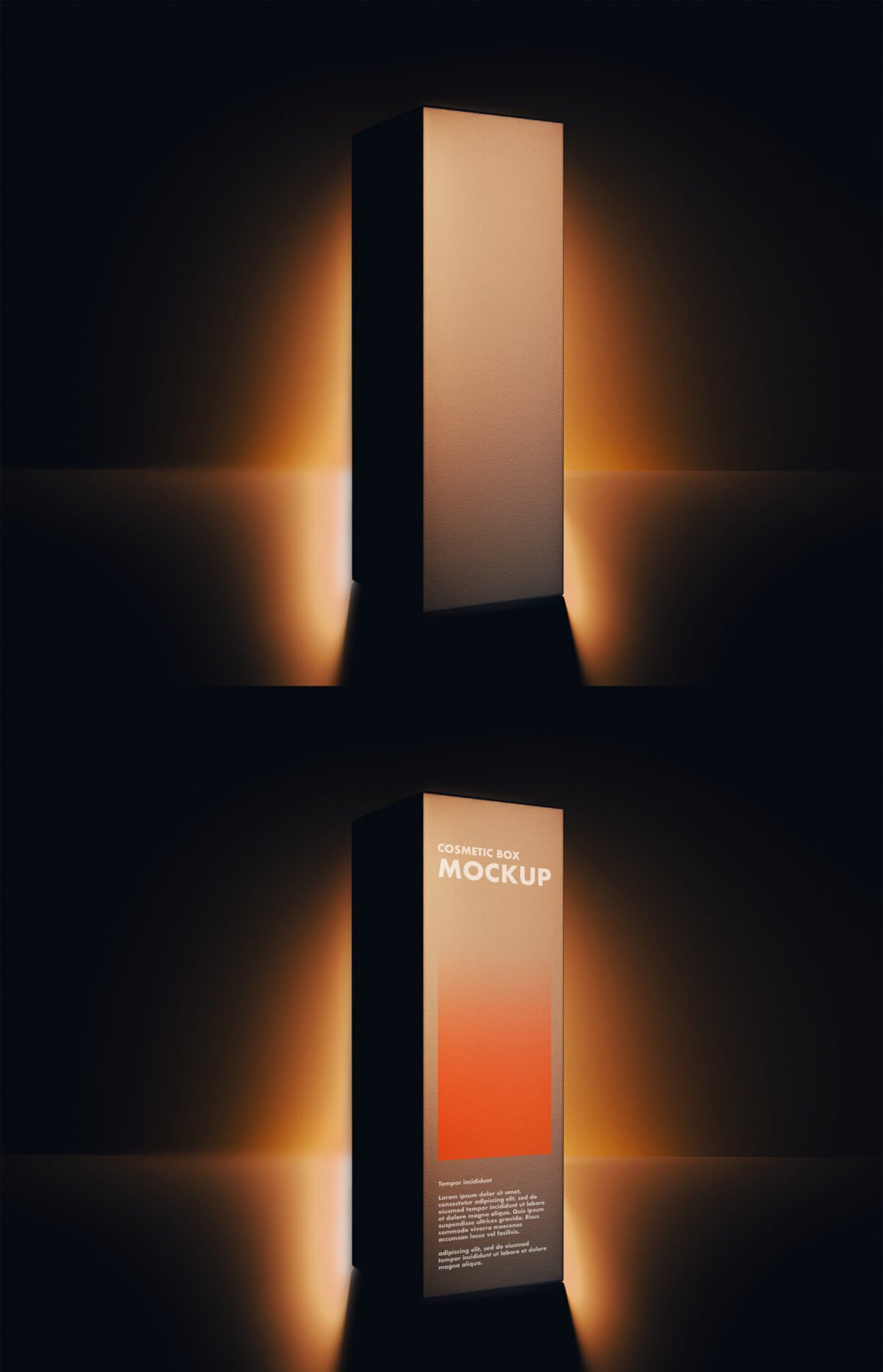 Cosmetic Box Mockup on a Elegant Eclipse Light