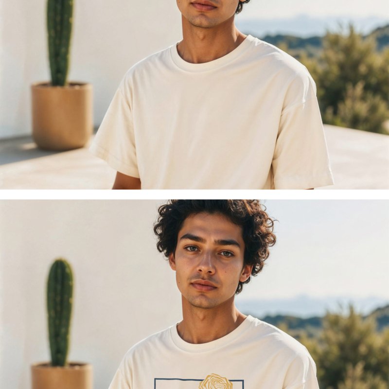 men’s t-shirt mockup in minimal outdoor setting