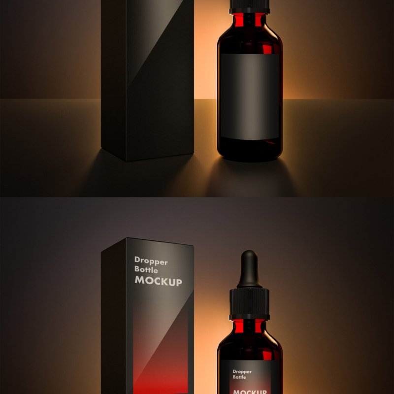 Eclipse Mockups - Premium Dropper Bottle & Packaging Box
