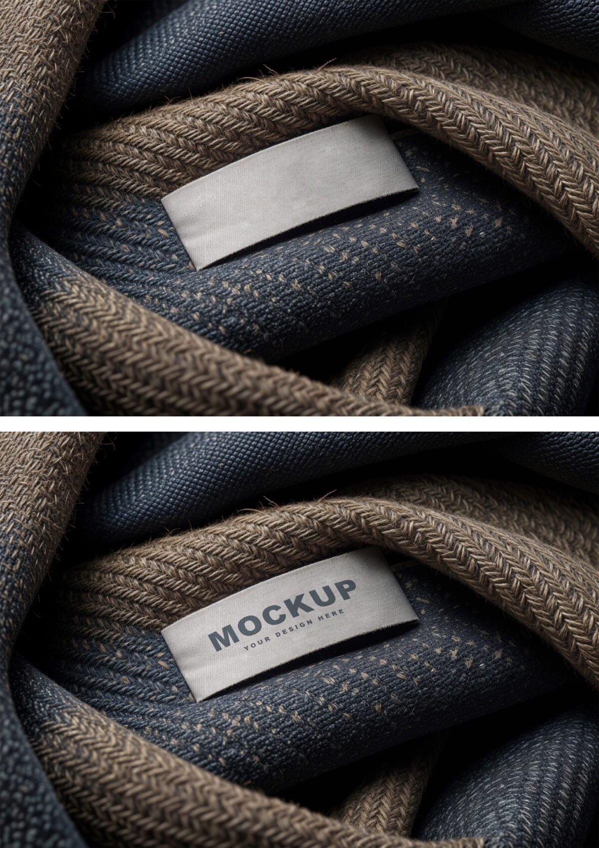 Realistic Woven Fabric Label Mockup with Realistic Texture Display