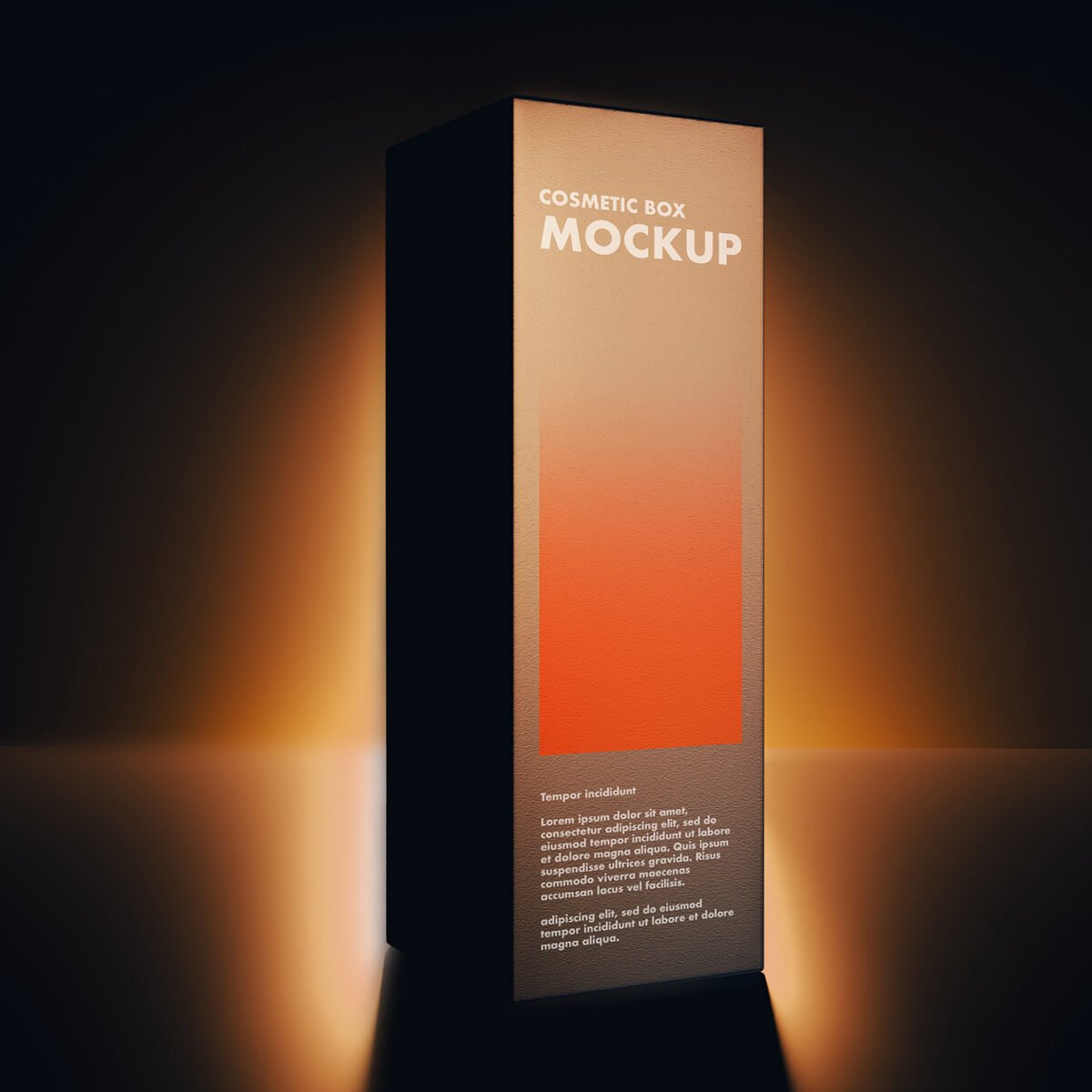 Cosmetic Box Mockup on a Elegant Eclipse Light