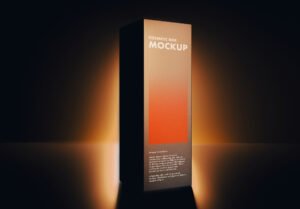Cosmetic Box Mockup on a Elegant Eclipse Light