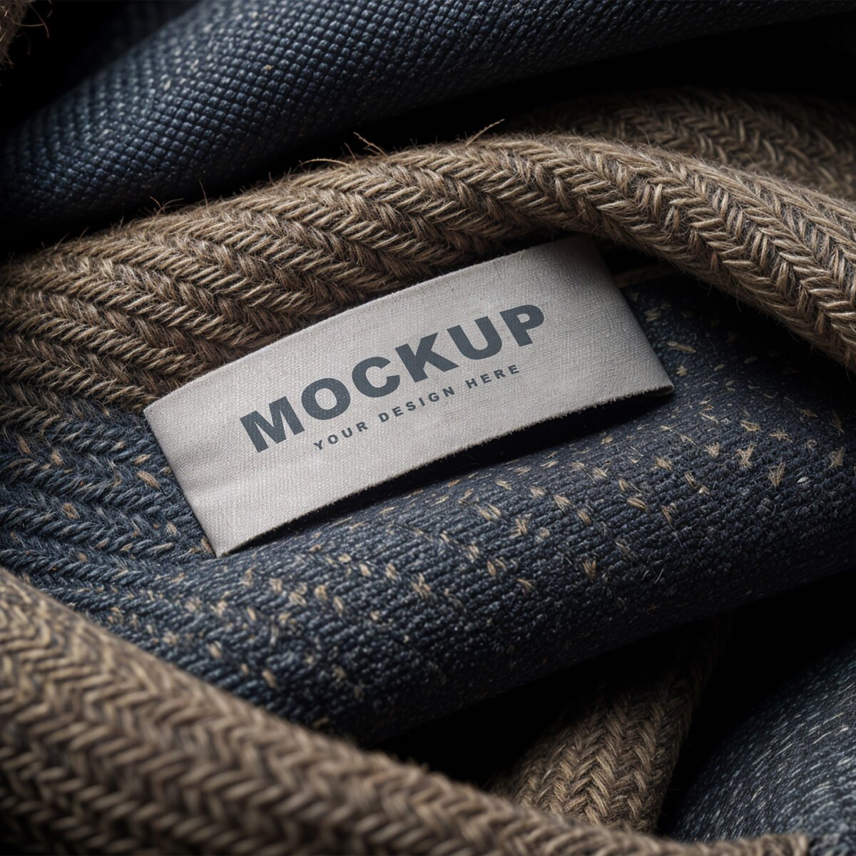 Realistic Woven Fabric Label Mockup with Realistic Texture Display