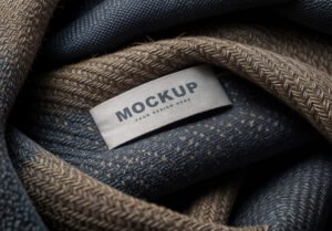Realistic Woven Fabric Label Mockup with Realistic Texture Display